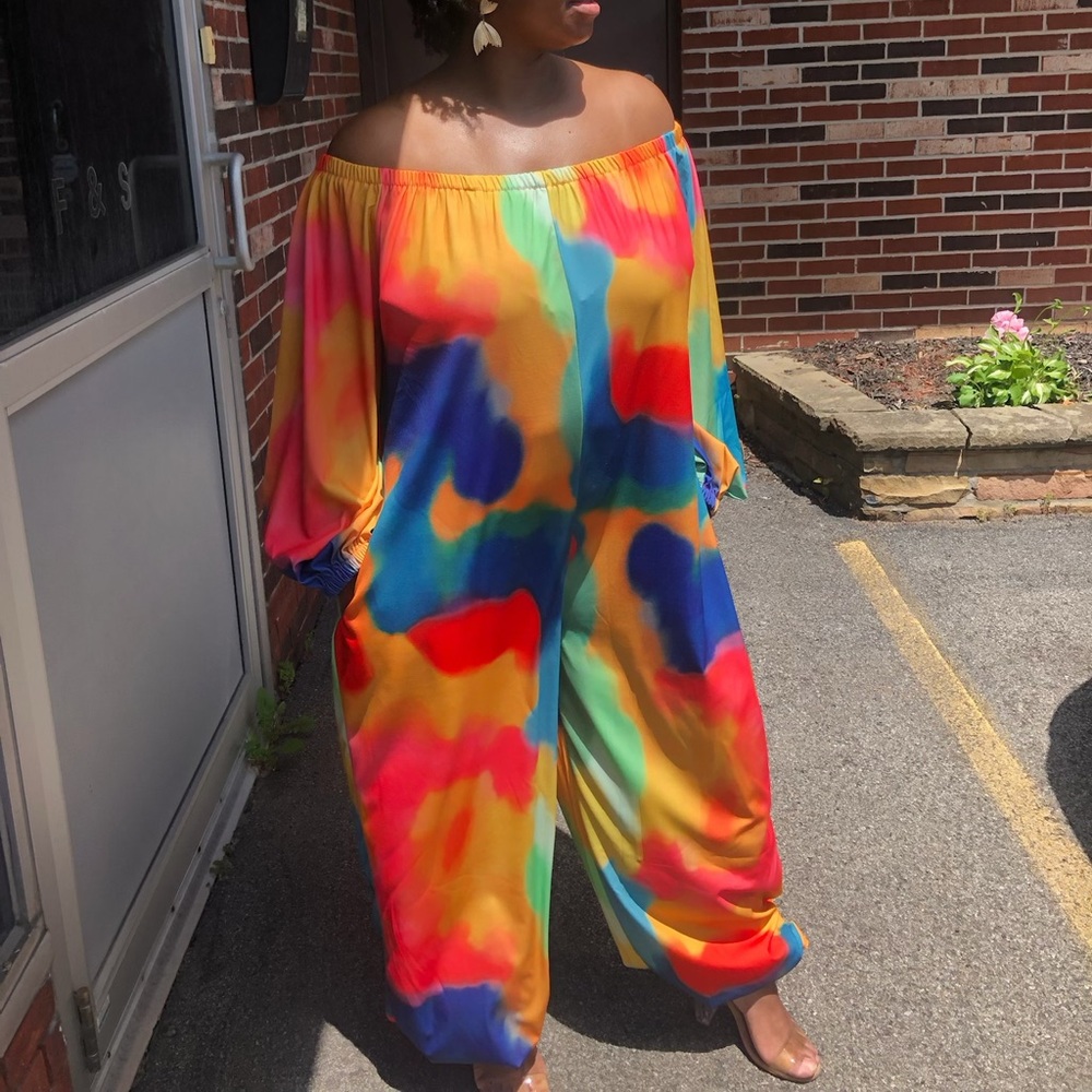 Vibrant Multicolor Off-Shoulder Jumpsuit